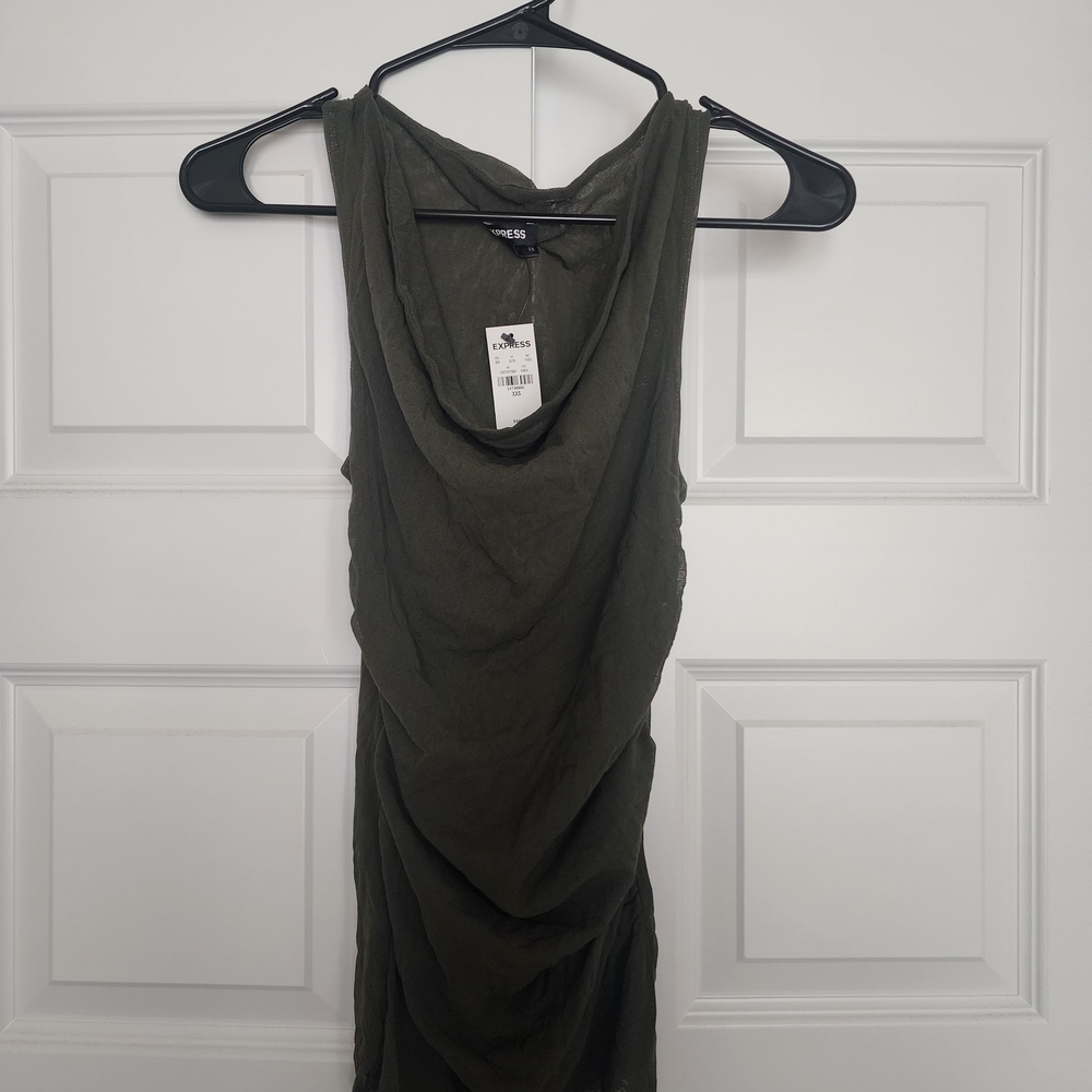 Express Olive Mesh Top NWT